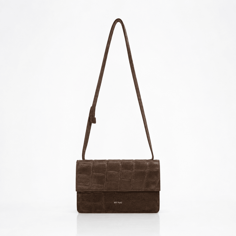Phone Bag Medium - Croco Suede Mocha - ann kurz