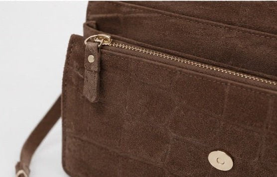 Phone Bag Medium - Croco Suede Mocha - ann kurz