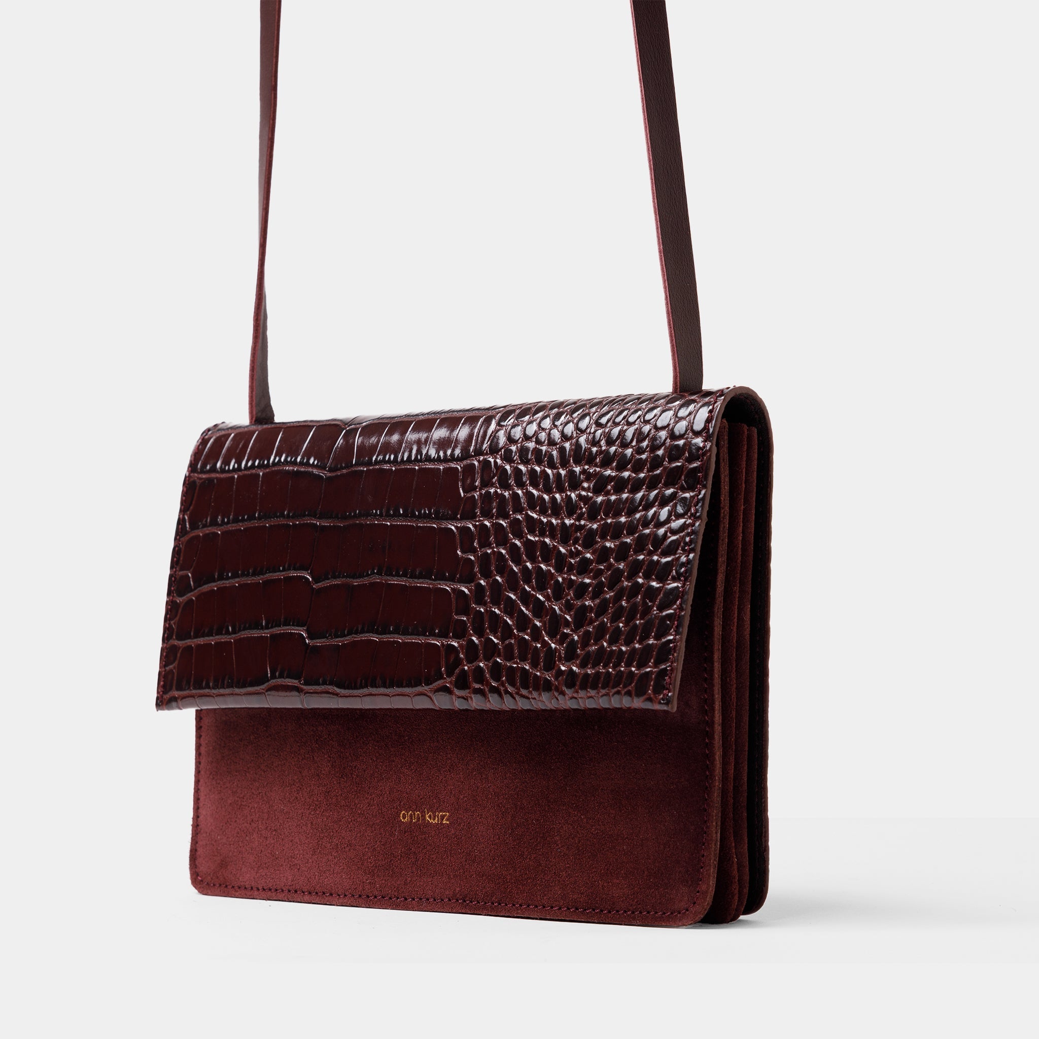 Phone Bag Medium - Mix Croco Burgundy - ann kurz