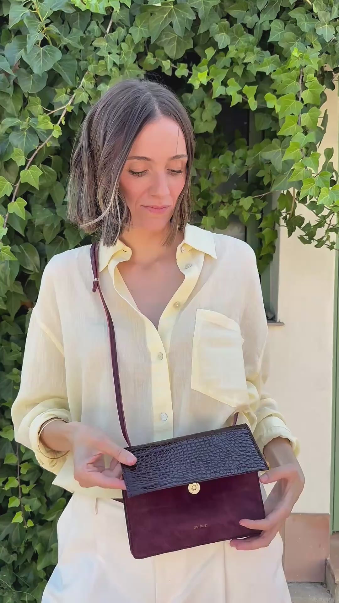 Bolsa para teléfono mediana - Mix Croco Burgundy