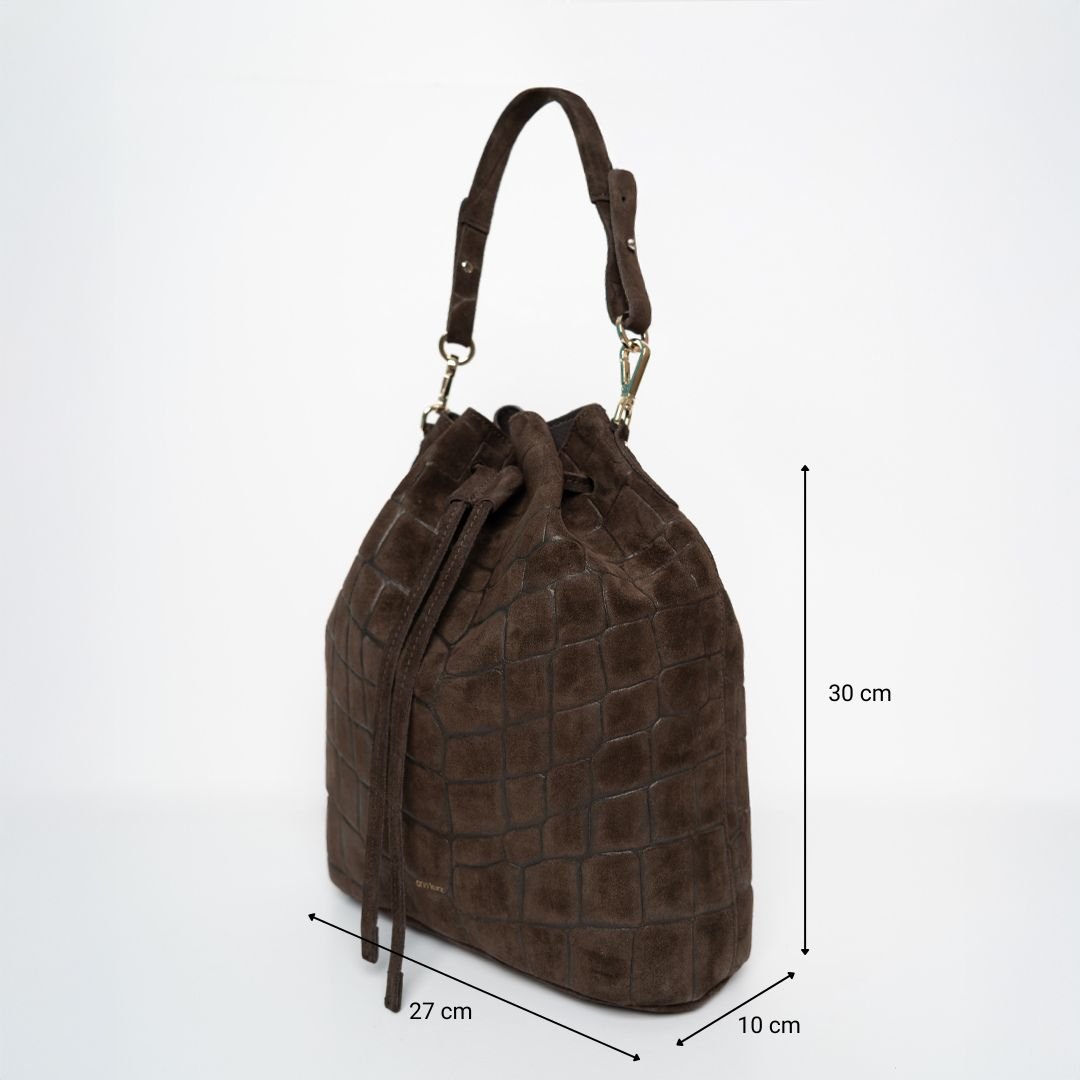 Saku - Suede Croco Print Moccha - ann kurz