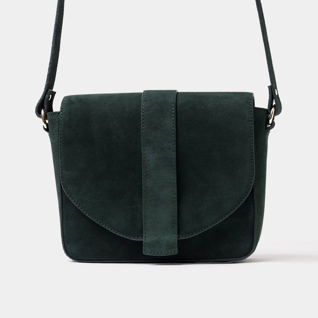 Satchel Crossbody - Suede Bottle Green - ann kurz