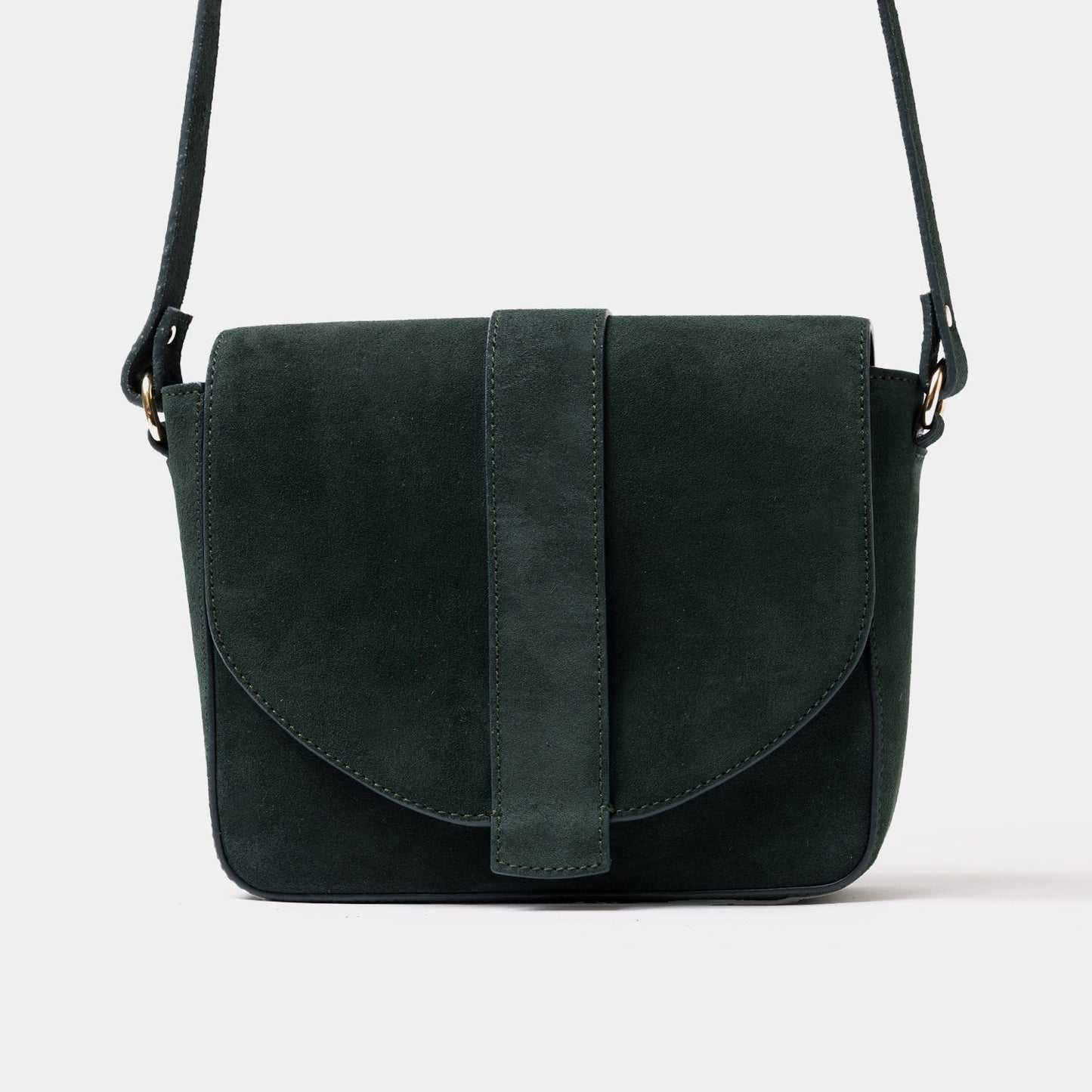 Satchel Crossbody - Suede Bottle Green - ann kurz