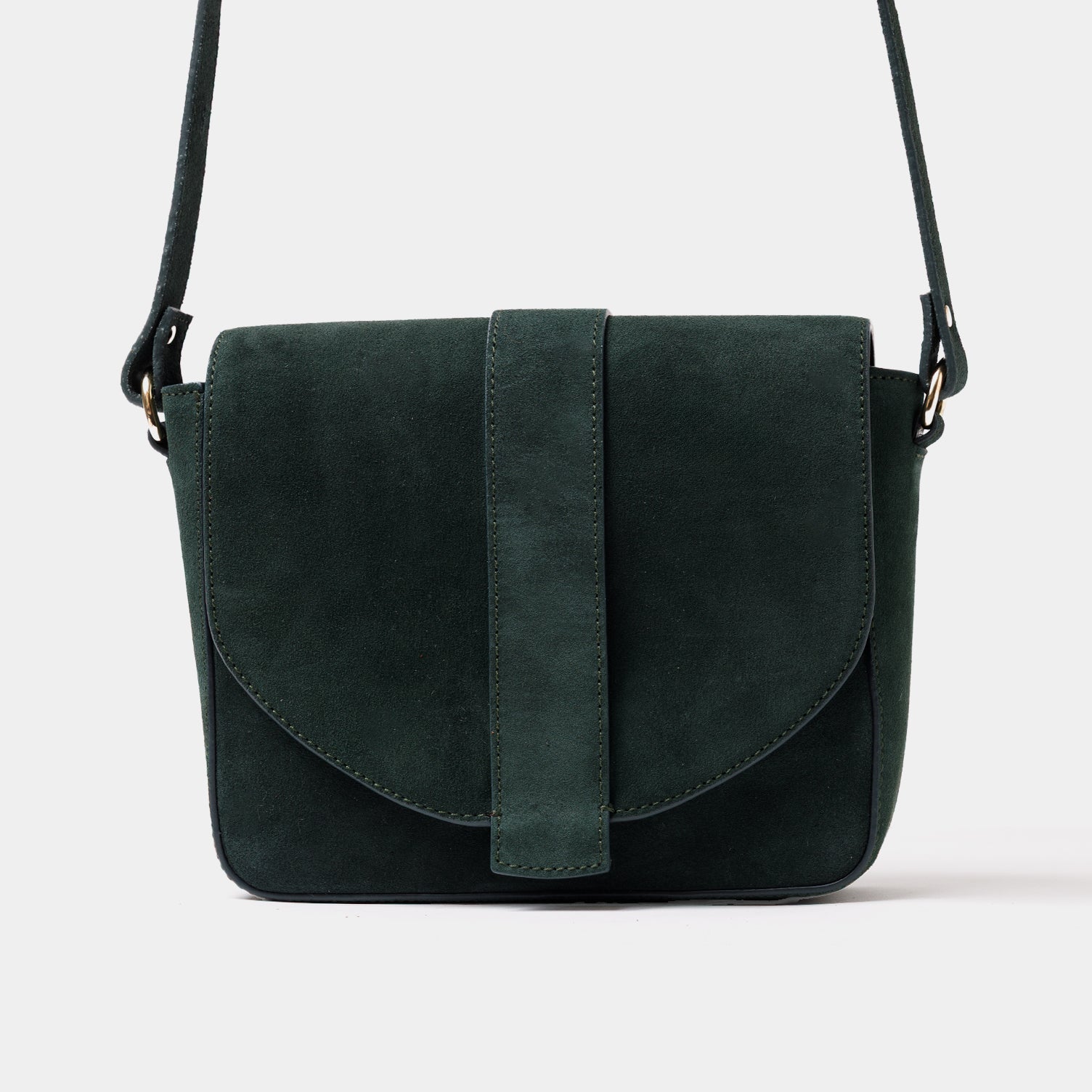 Satchel Crossbody - Suede Bottle Green - ann kurz
