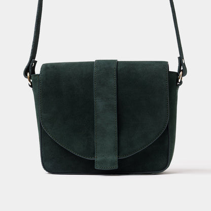 Satchel Crossbody - Suede Bottle Green - ann kurz