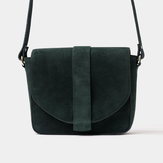 Satchel Crossbody - Suede Bottle Green - ann kurz