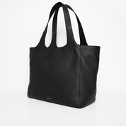 Shoulder Shopper - Grained Black Leather - ann kurz