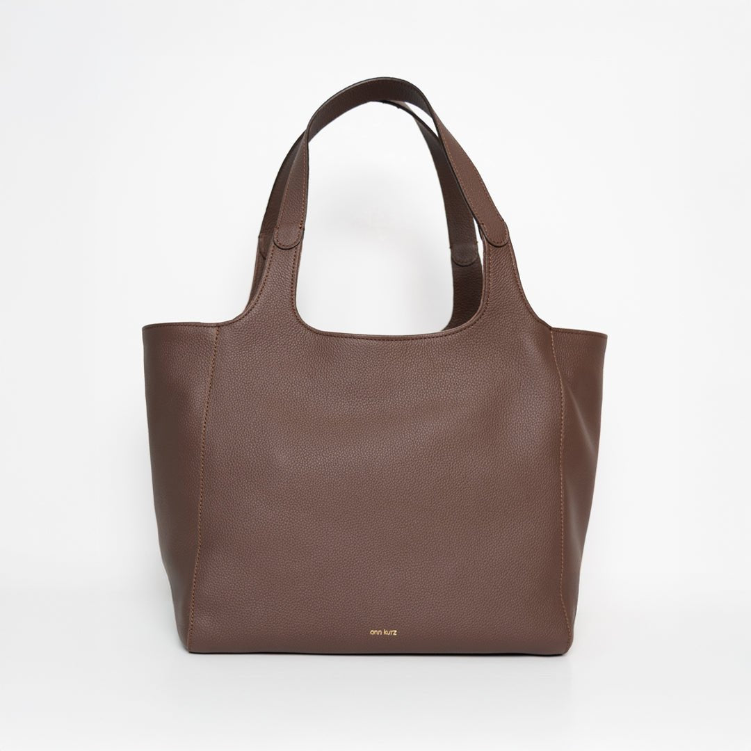 Shoulder Shopper - Grained Mocha Leather - ann kurz