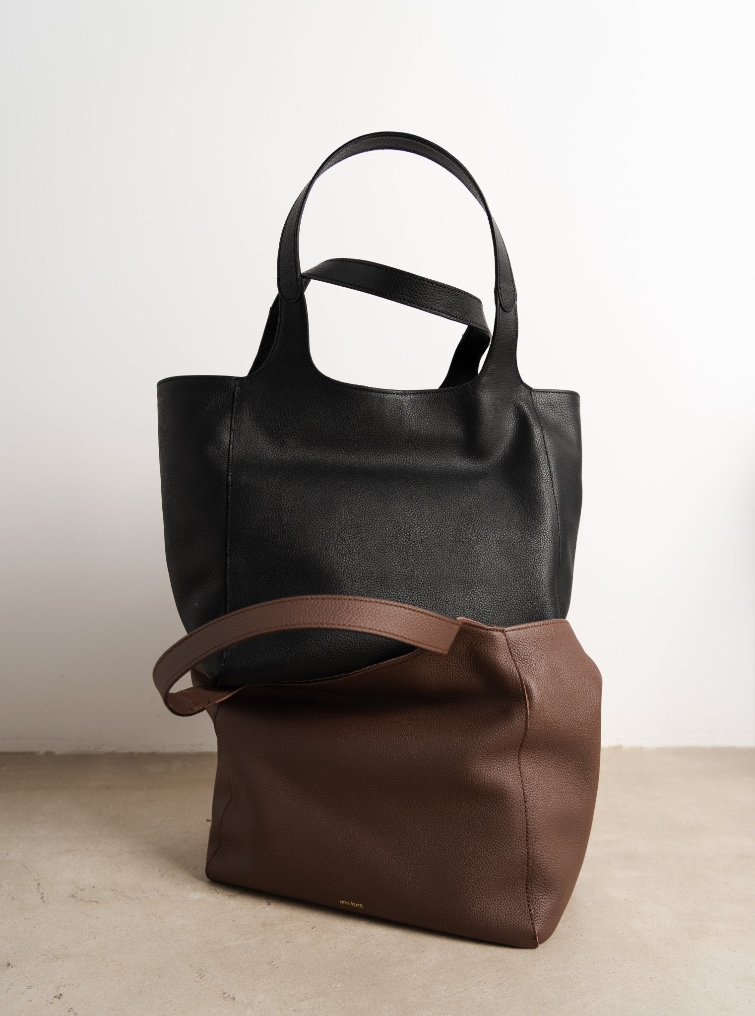 Shoulder Shopper - Grained Mocha Leather - ann kurz