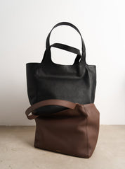 Shoulder Shopper - Grained Mocha Leather - ann kurz