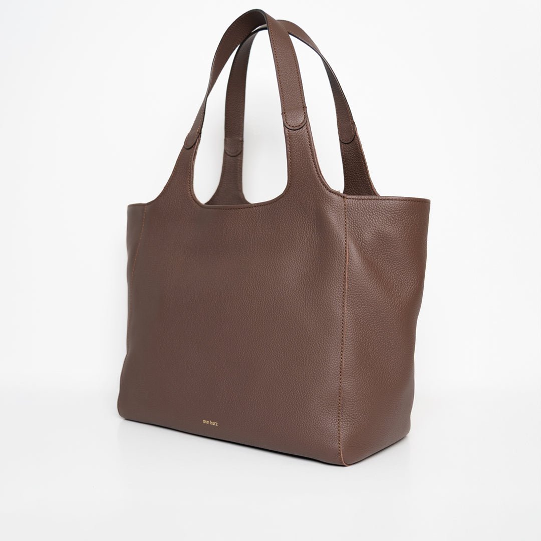 Shoulder Shopper - Grained Mocha Leather - ann kurz