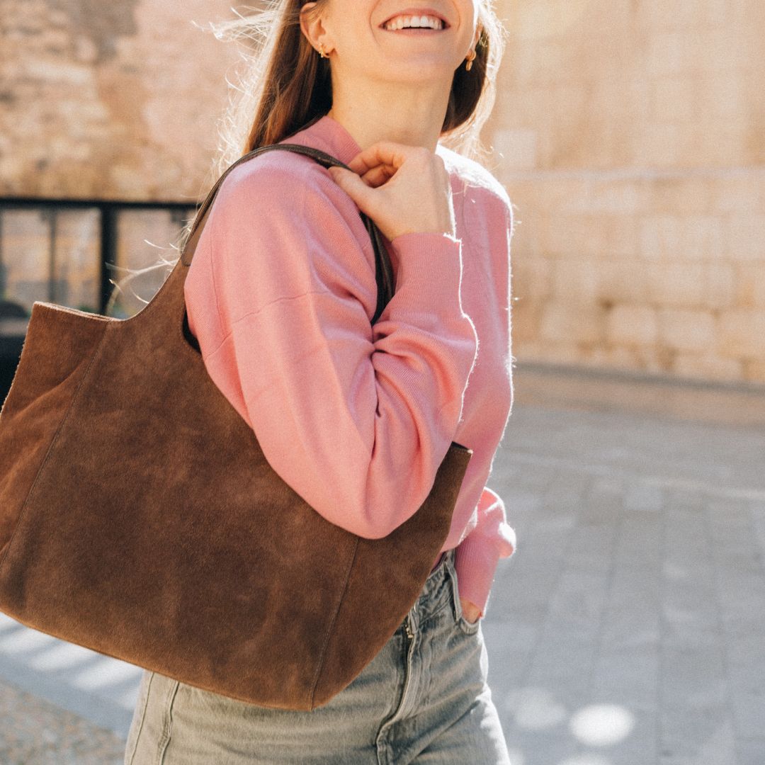 Shoulder Shopper - Suede Fango - ann kurz