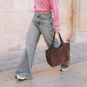 Shoulder Shopper - Suede Fango - ann kurz