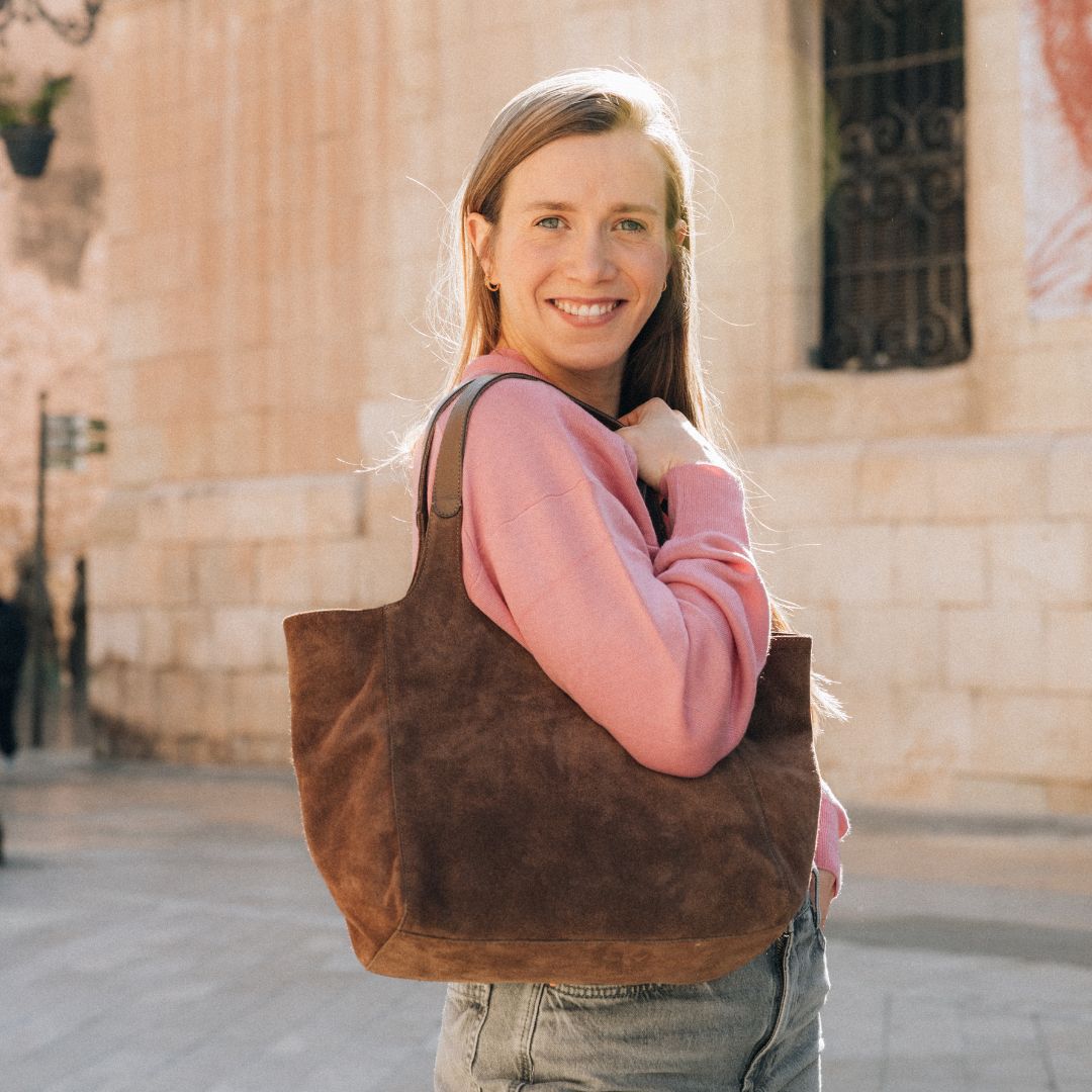 Shoulder Shopper - Suede Fango - ann kurz
