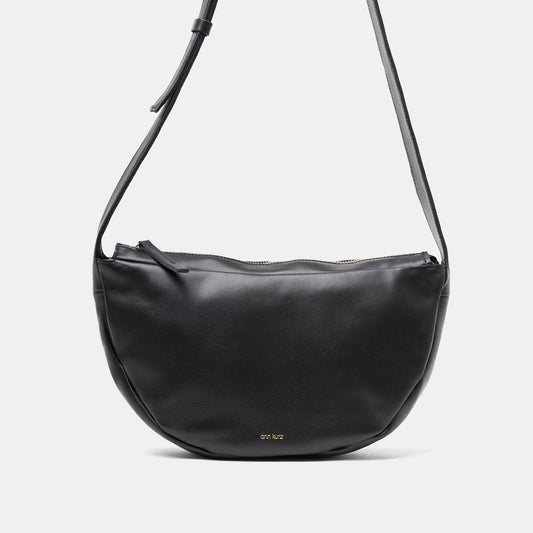 Soft Half Moon Shoulder Bag - Nappa Black - ann kurz