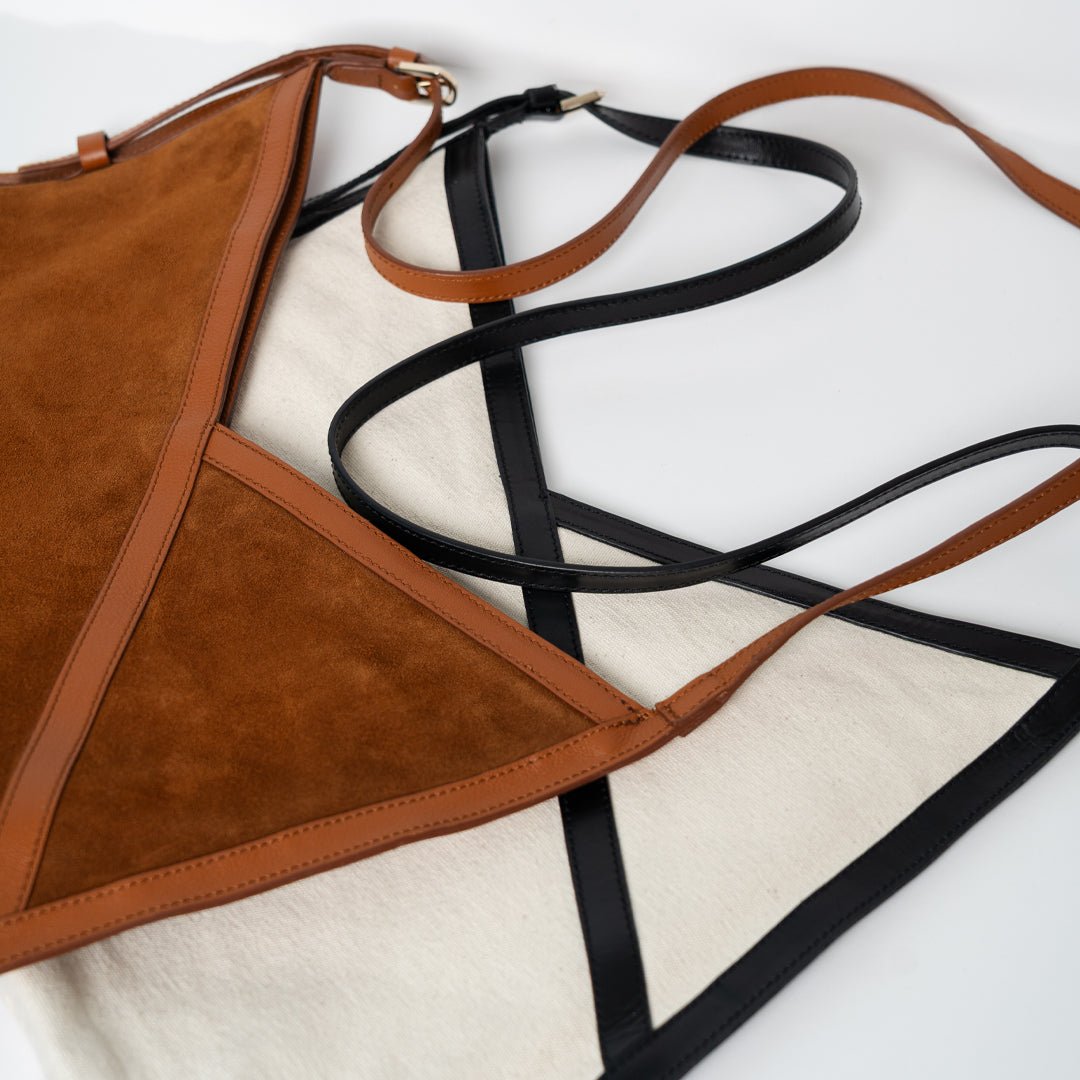 Split Shape Tote - Suede Mix Cuero - ann kurz
