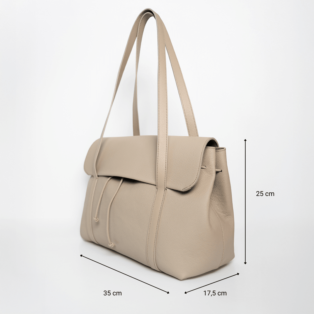 The Greatest Shopper - Grained Leather Beige - ann kurz
