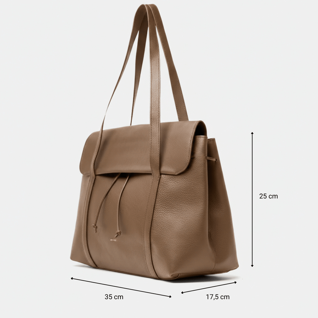 The Greatest Shopper - Grained Taupe Leather - ann kurz
