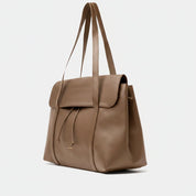 The Greatest Shopper - Grained Taupe Leather - ann kurz