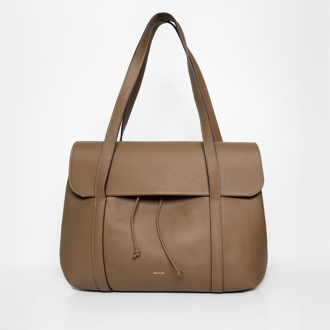 The Greatest Shopper - Grained Taupe Leather - ann kurz