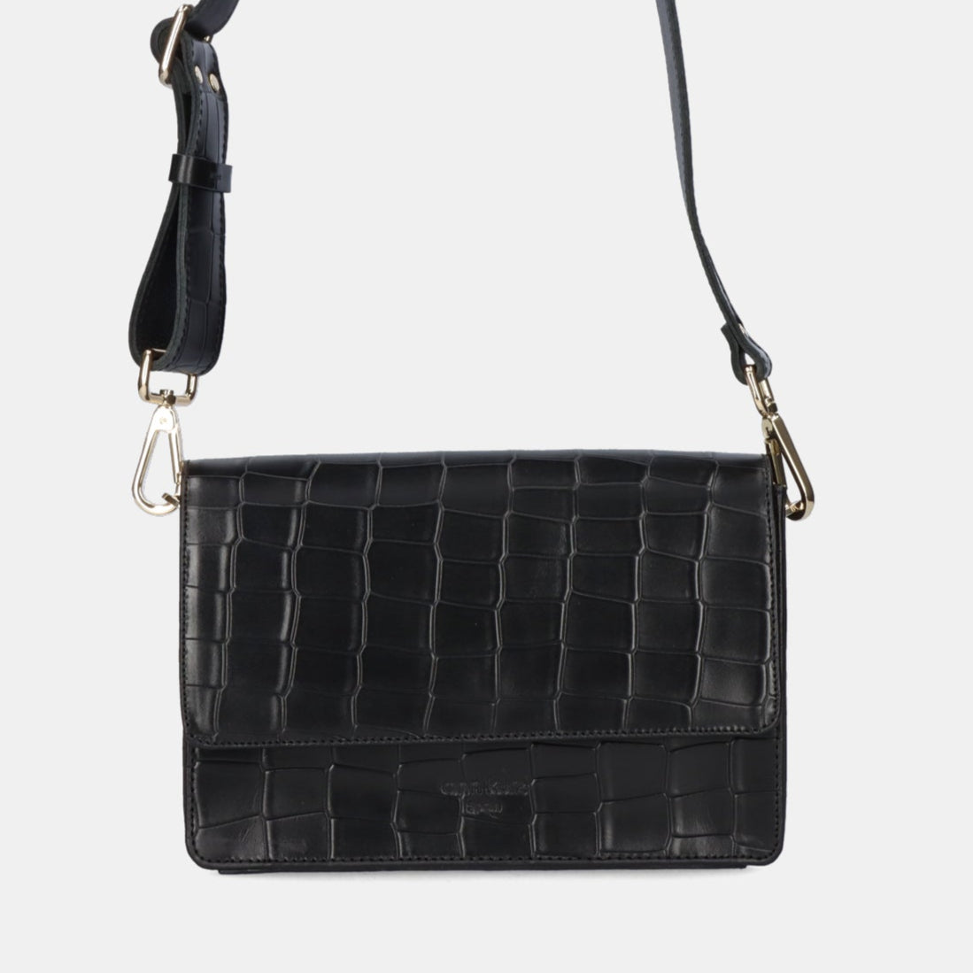 The Perfect Square Crossbody Bag - Croco Print Black - ann kurz