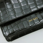 The Perfect Square Crossbody Bag - Croco Print Black - ann kurz