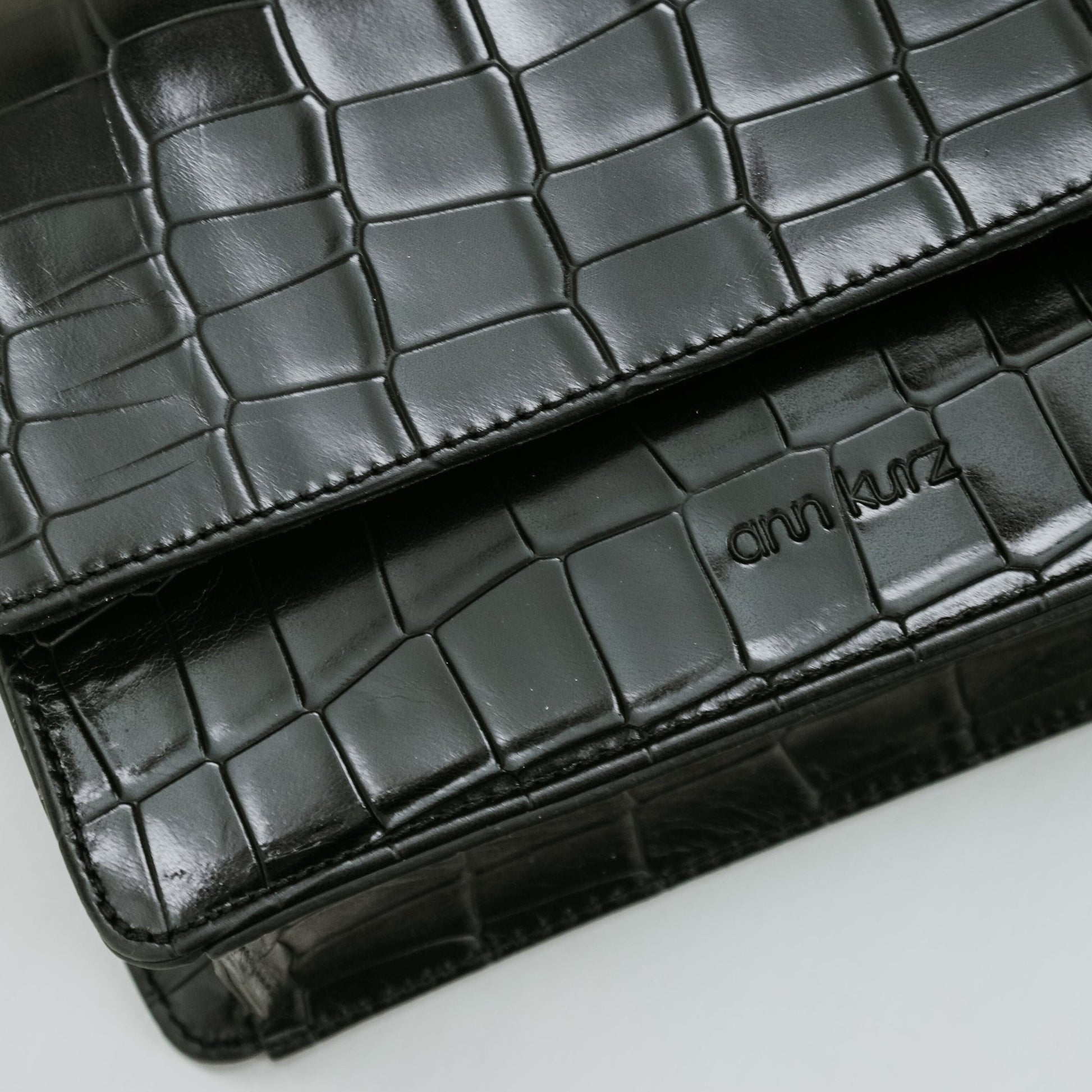 The Perfect Square Crossbody Bag - Croco Print Black - ann kurz