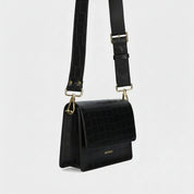 The Perfect Square Crossbody Bag - Croco Print Black - ann kurz