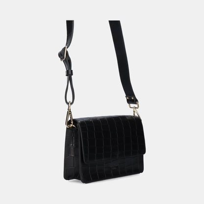 The Perfect Square Crossbody Bag - Croco Print Black - ann kurz