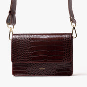 The Perfect Square Crossbody Bag - Croco Print Bordeaux - ann kurz