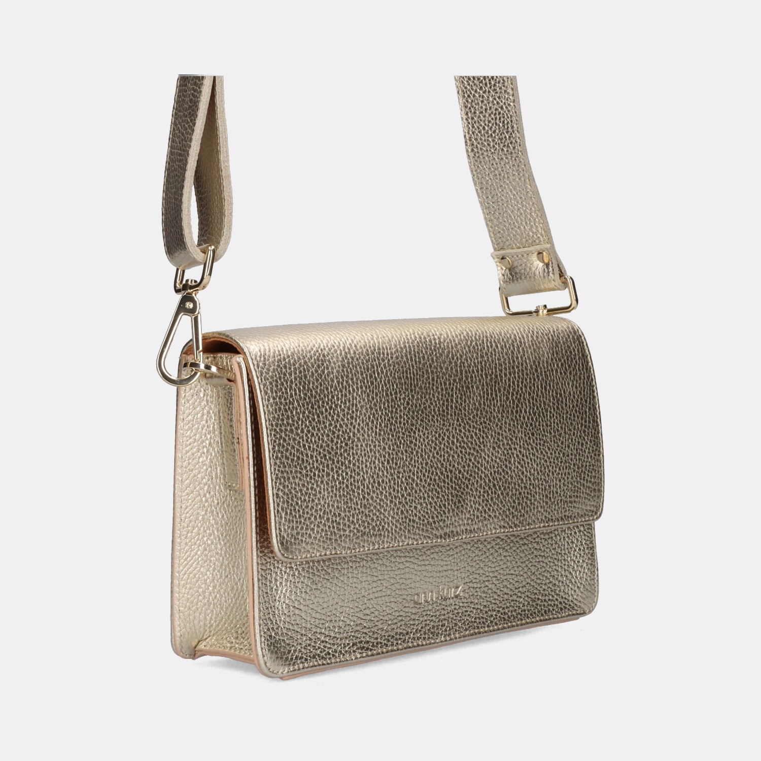 The Perfect Square Crossbody Bag - Metallic Champagne - ann kurz