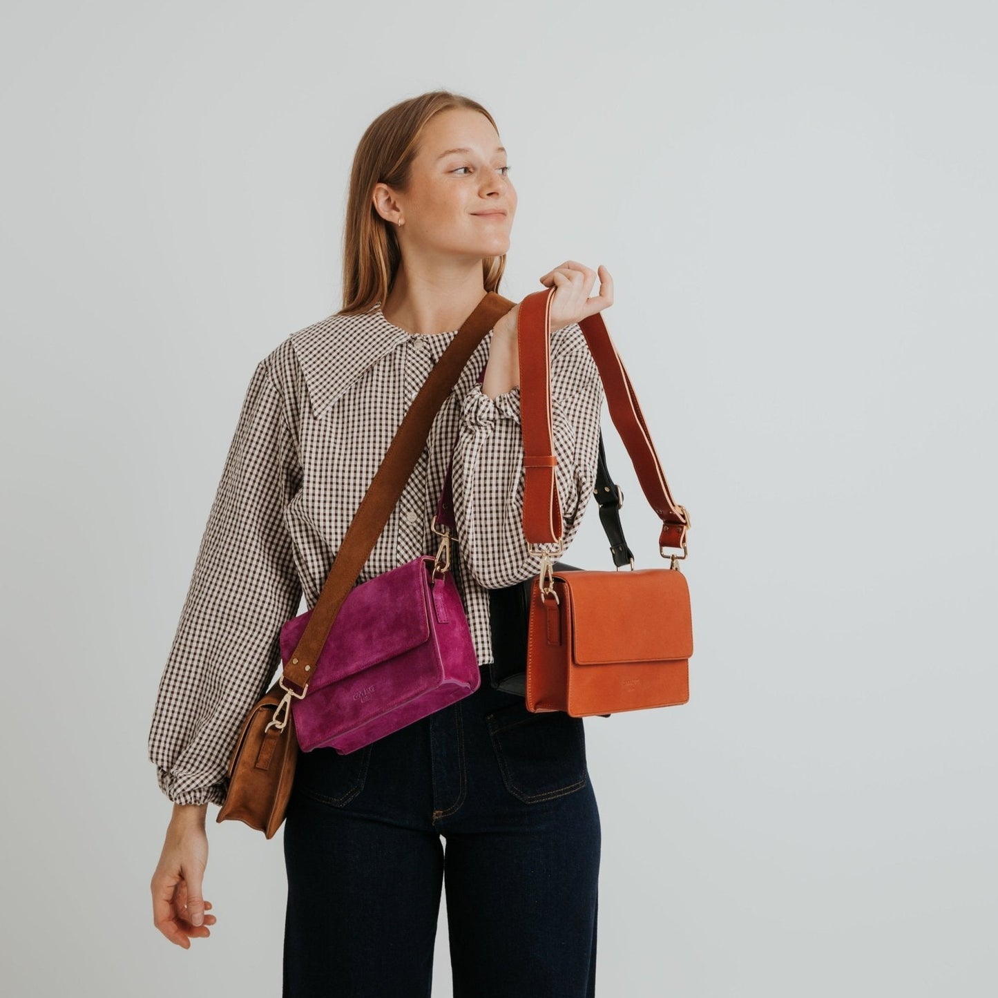 The Perfect Square Crossbody Bag - Mix Nappa Suede Black - ann kurz