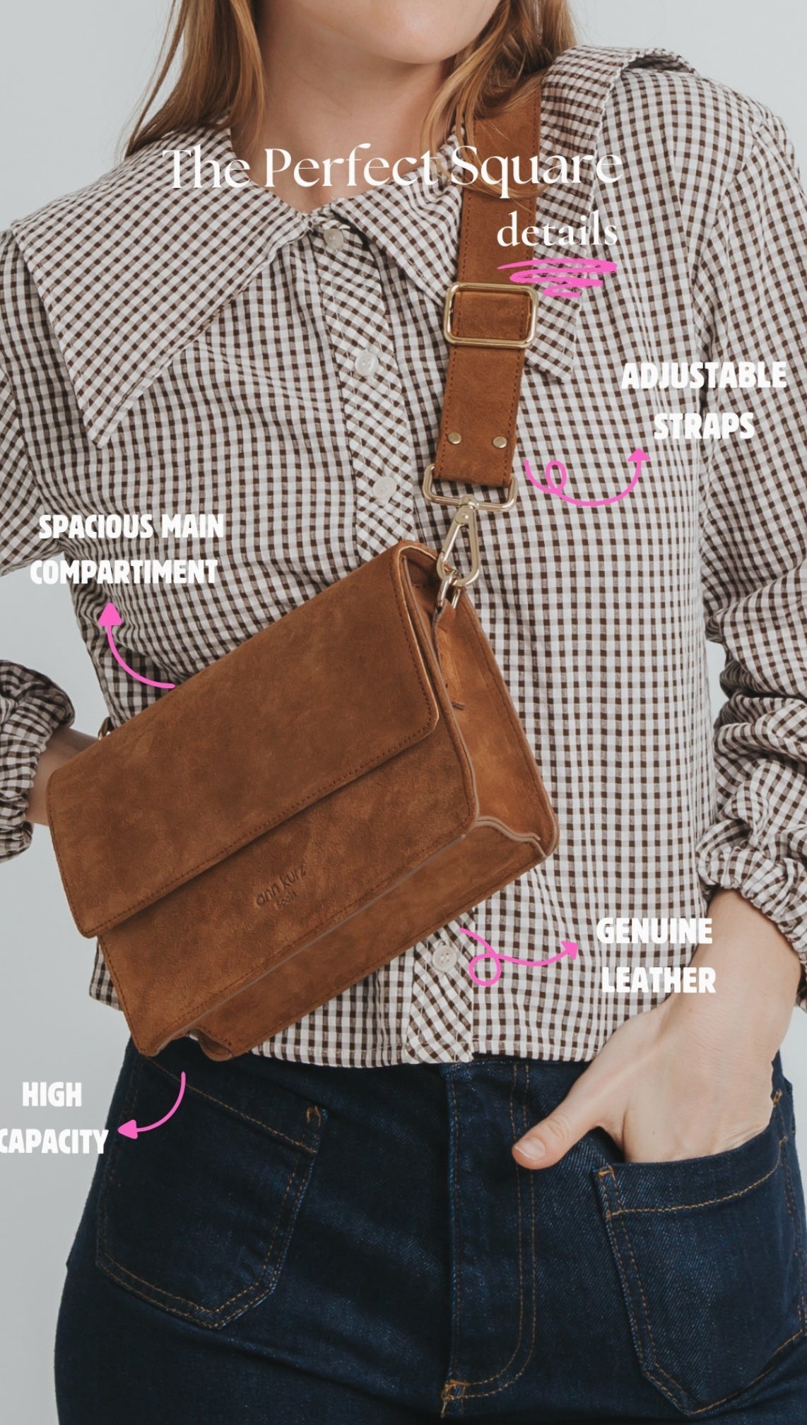 The Perfect Square Crossbody Bag - Nappa Cuero - ann kurz