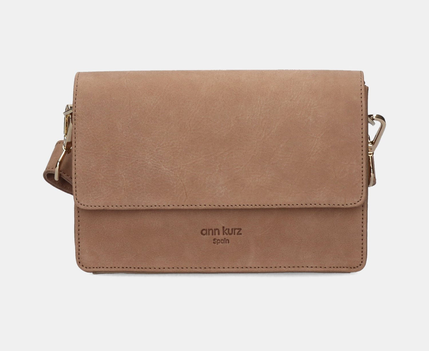 The Perfect Square Crossbody Bag - Nubuck Taupe - ann kurz