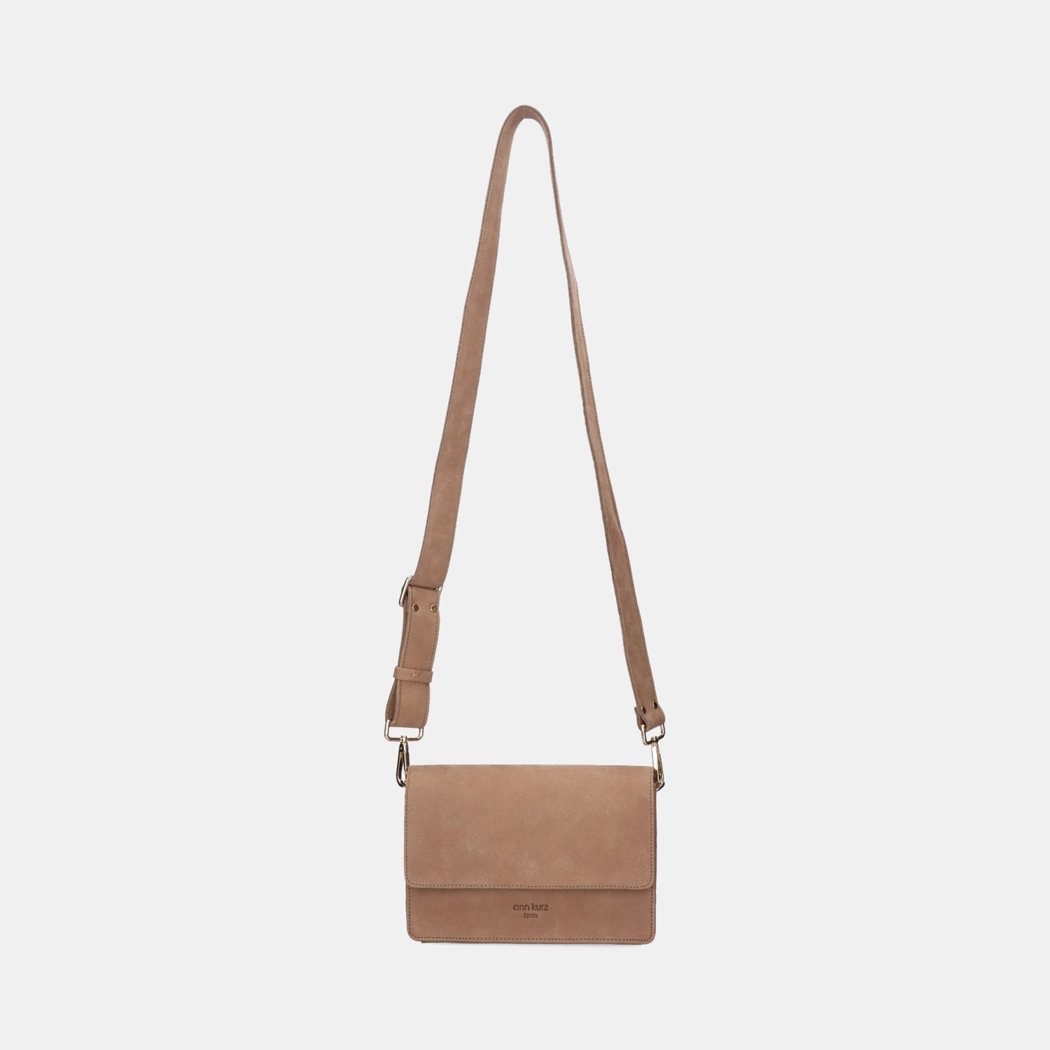 The Perfect Square Crossbody Bag - Nubuck Taupe - ann kurz