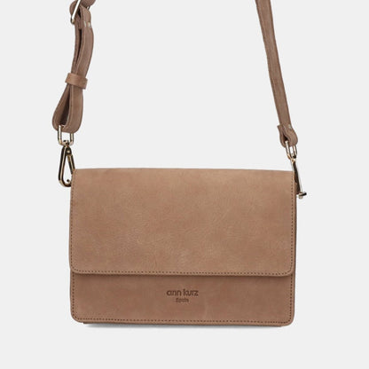 The Perfect Square Crossbody Bag - Nubuck Taupe - ann kurz