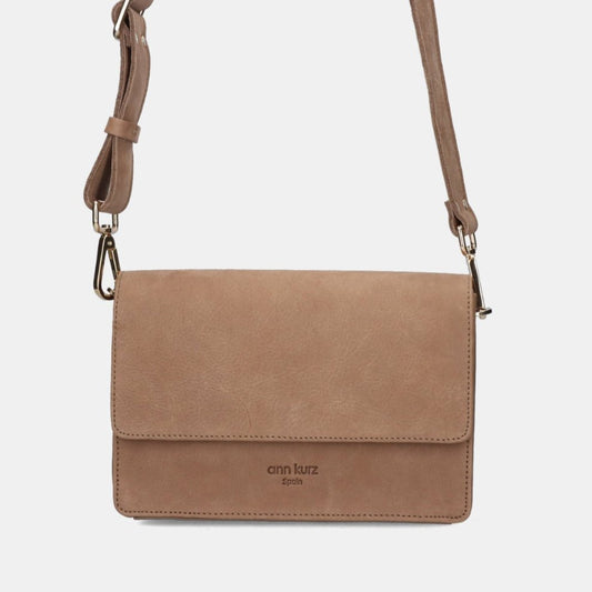 The Perfect Square Crossbody Bag - Nubuck Taupe - ann kurz