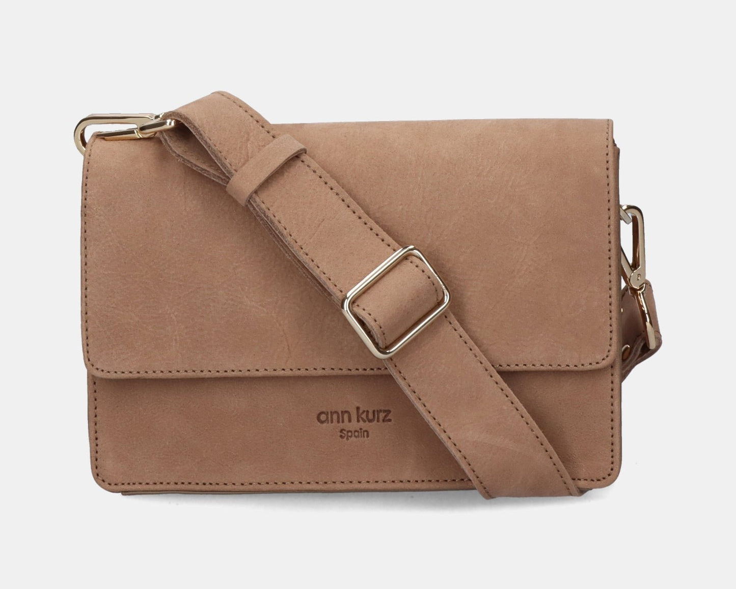 The Perfect Square Crossbody Bag - Nubuck Taupe - ann kurz