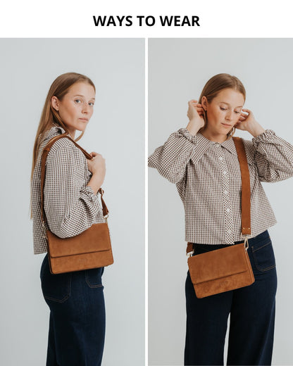 The Perfect Square Crossbody Bag - Nubuck Taupe - ann kurz