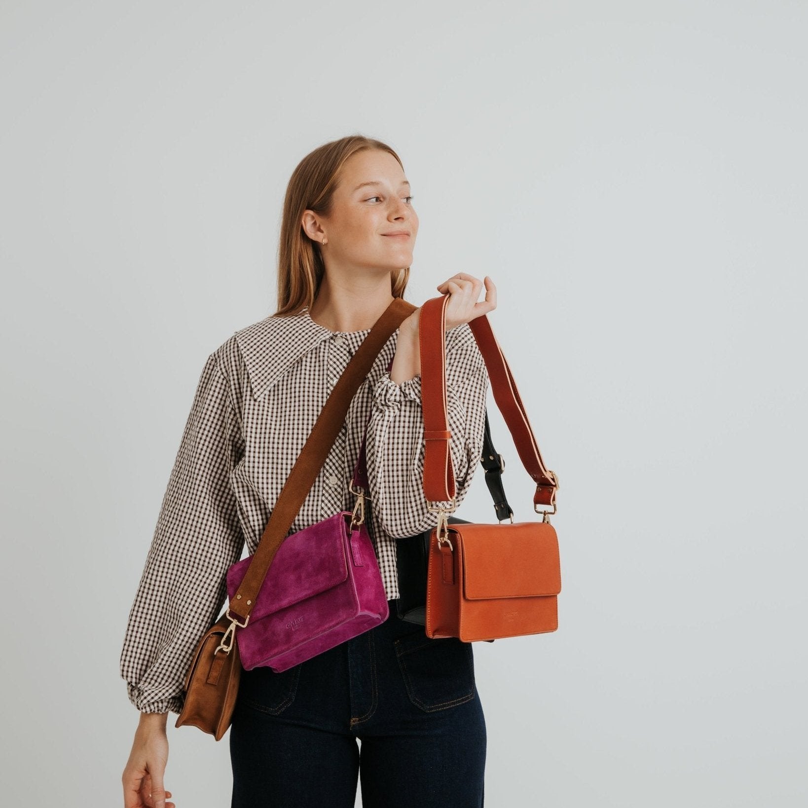 The Perfect Square Crossbody Bag - Nubuck Taupe - ann kurz