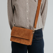 The Perfect Square Crossbody Bag - Suede Brown - ann kurz