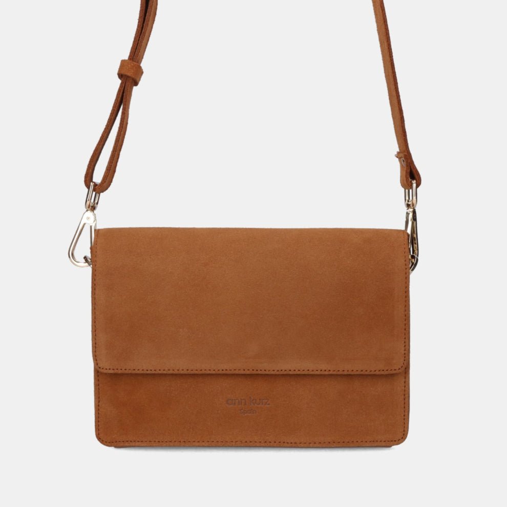 The Perfect Square Crossbody Bag - Suede Brown - ann kurz