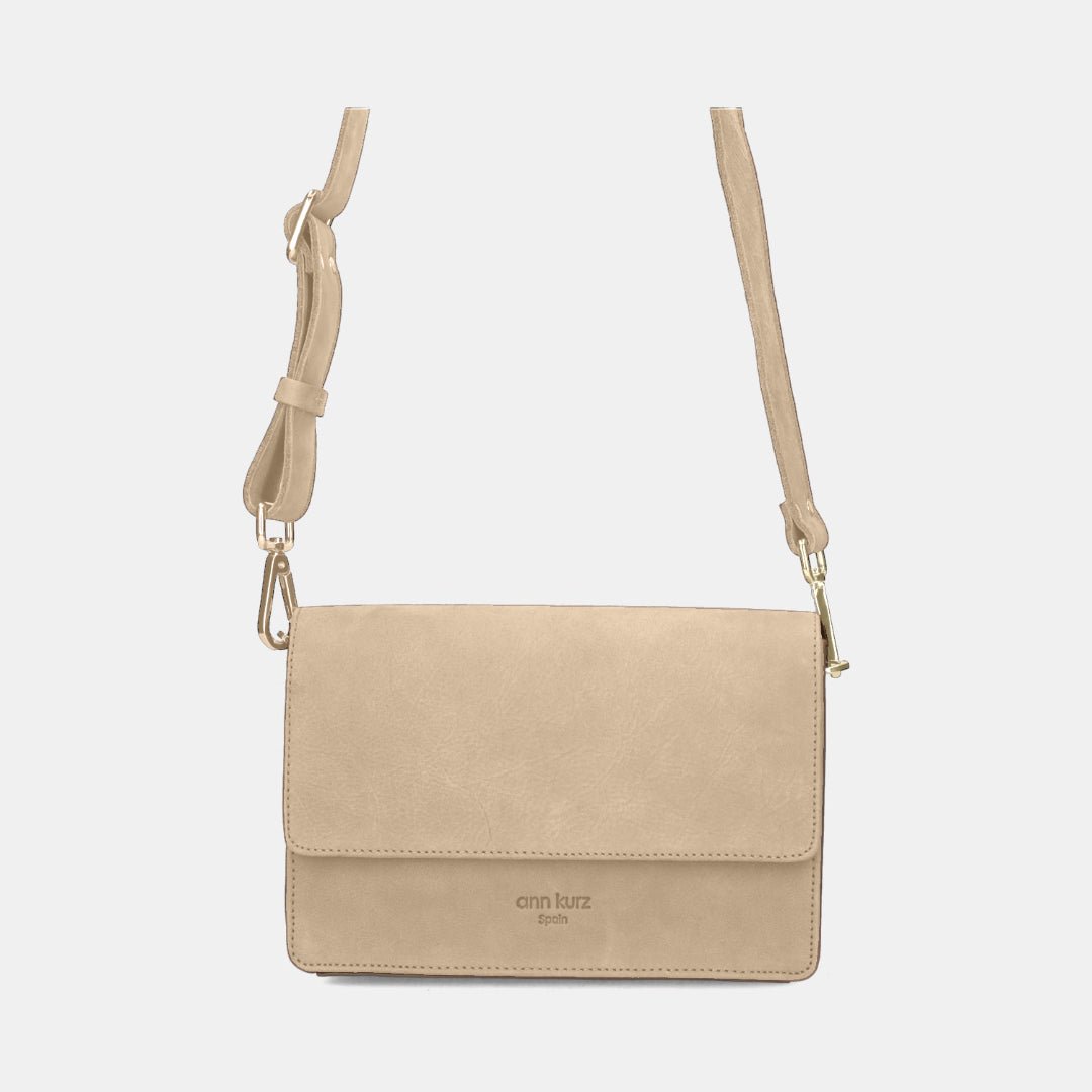 The Perfect Square Crossbody Bag - Suede Caramelo - ann kurz