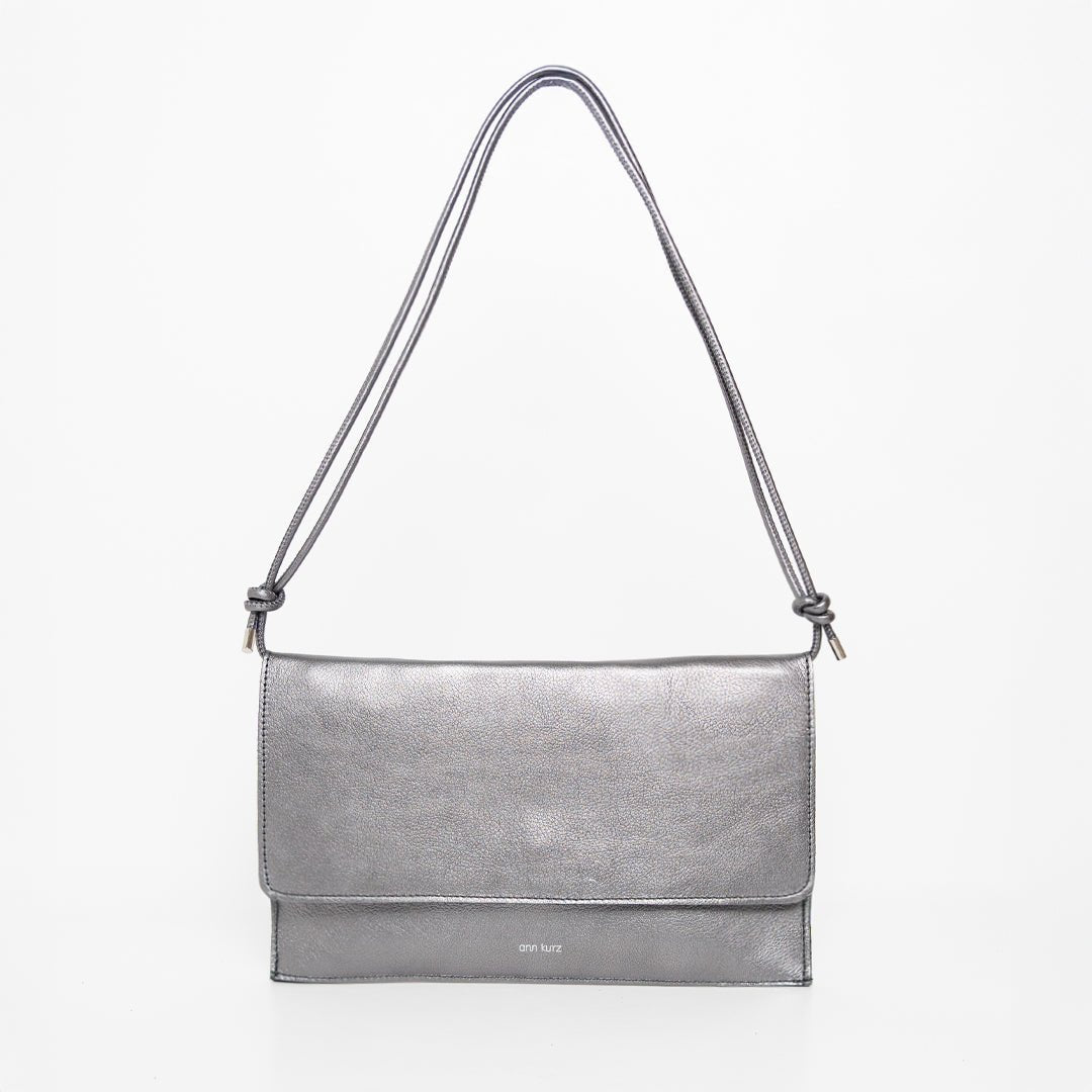 Thin Clutch - Metallic Dark Silver - ann kurz