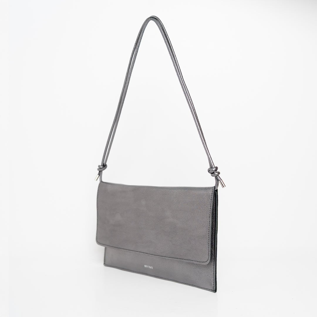 Thin Clutch - Metallic Dark Silver - ann kurz