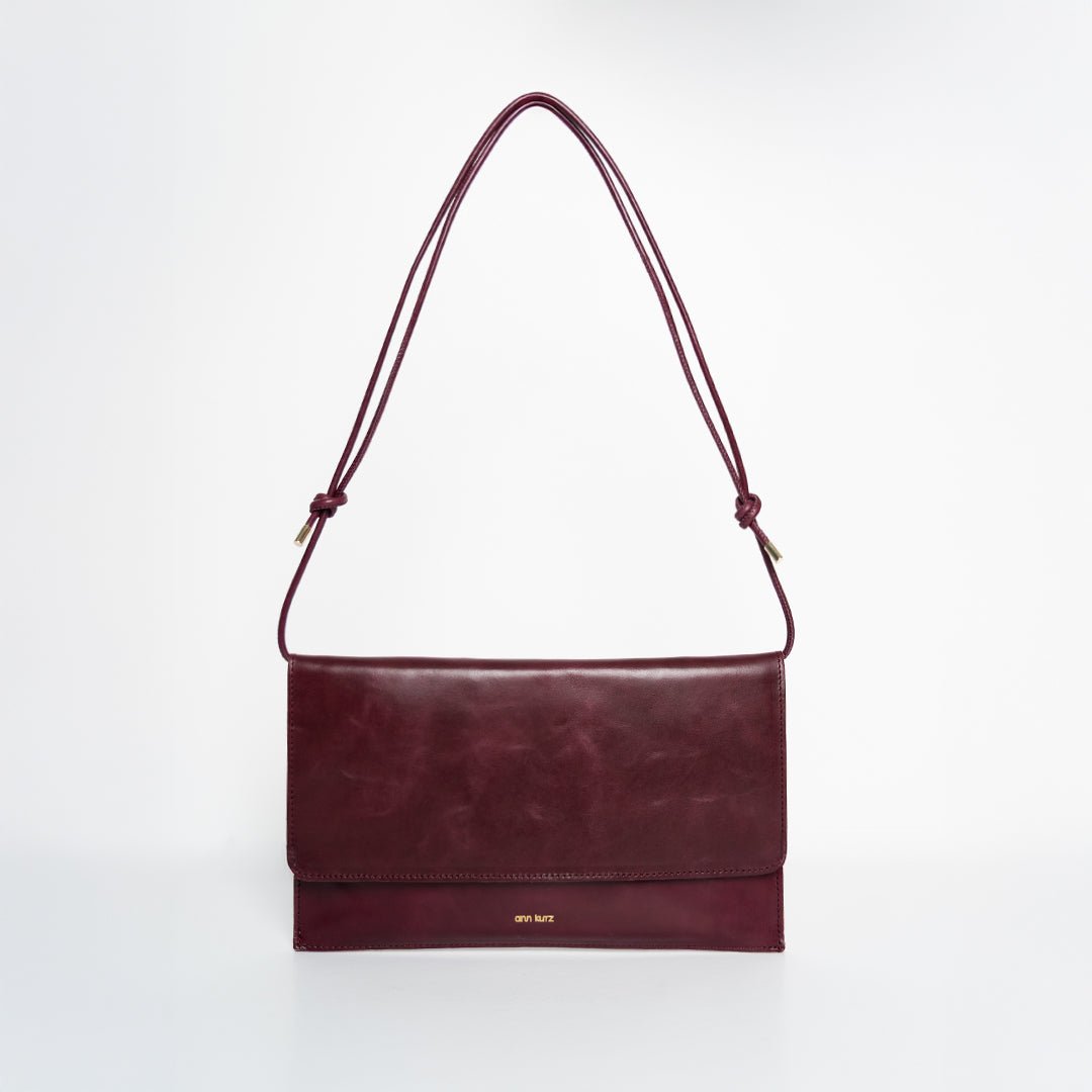 Thin Clutch - Shiny Nappa Burgundy - ann kurz