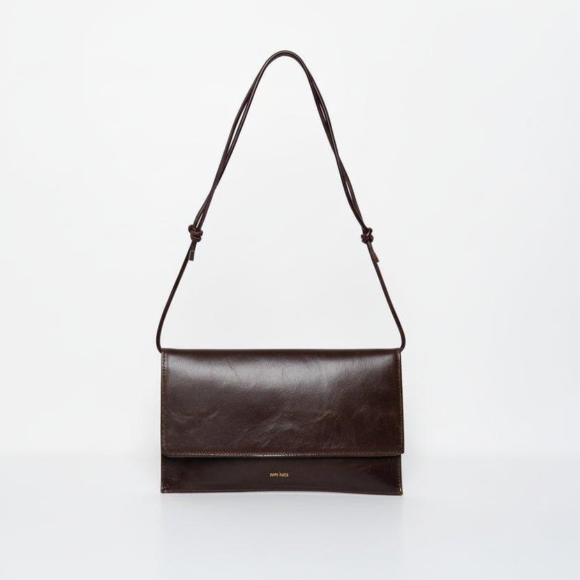 Thin Clutch - Shiny Nappa Mocha - ann kurz