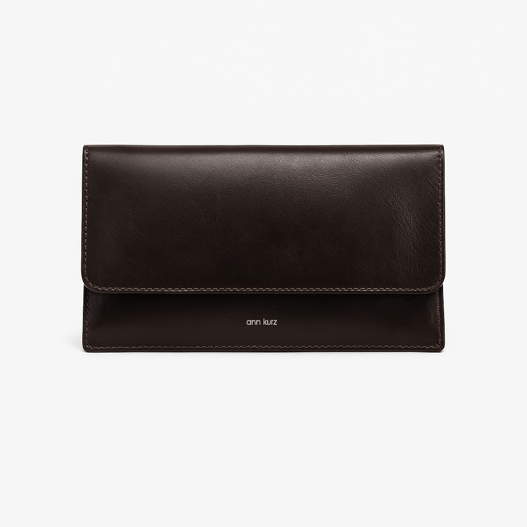 Thin Clutch - Shiny Nappa Moka - ann kurz