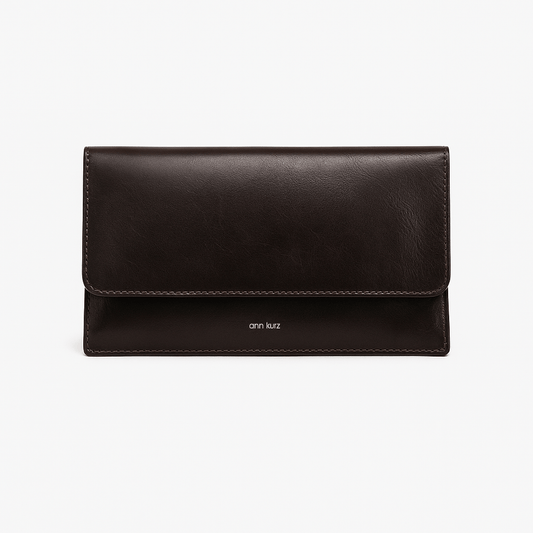 Thin Clutch - Shiny Nappa Moka - ann kurz