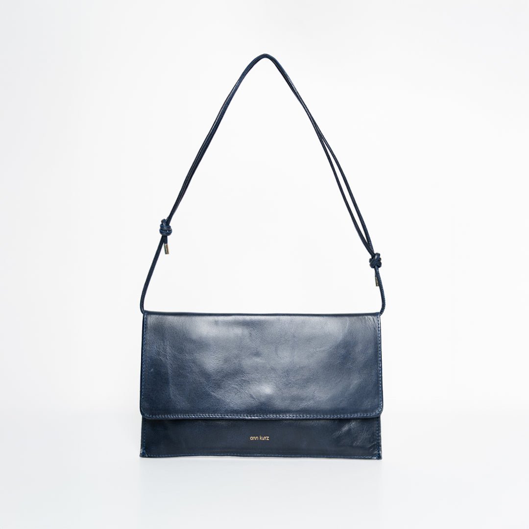 Thin Clutch - Shiny Nappa Navy - ann kurz
